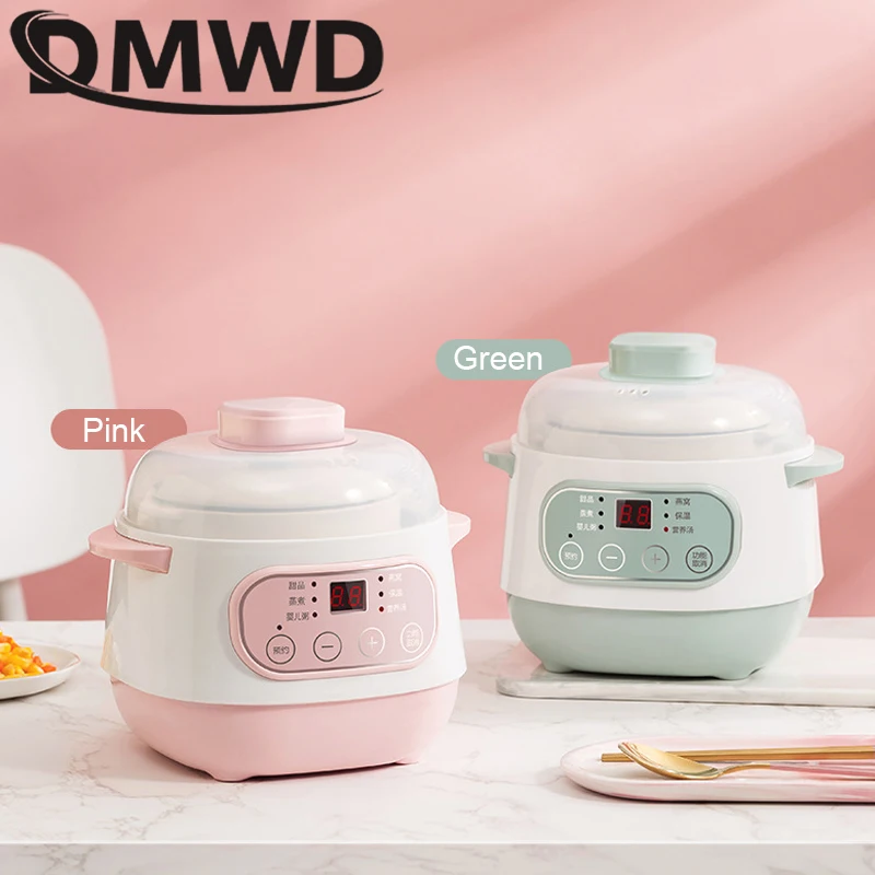DMWD электрическая медленная Варка пароварка для еды керамический горшок