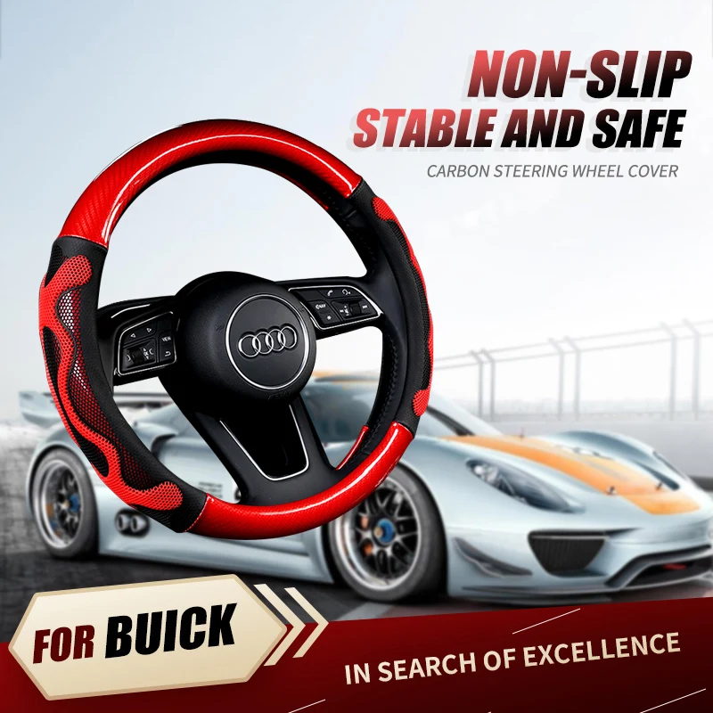 

Car Steering Wheel Cover Carbon Non-Slip 3D Hollowed Pattern Breathable Grip Cover Absorbing Sweat Stable And Safe For Buick