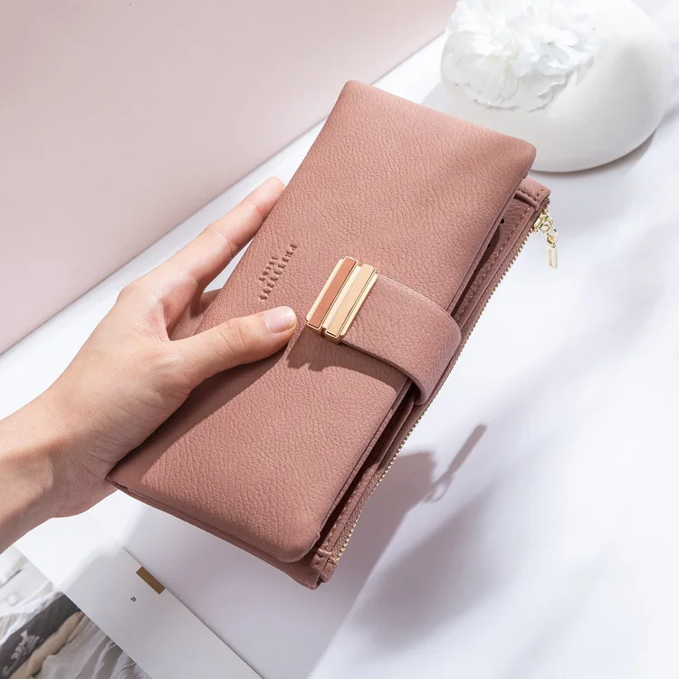 Кошельки из искусственной кожи для женщин удлиненный бумажник на застежке