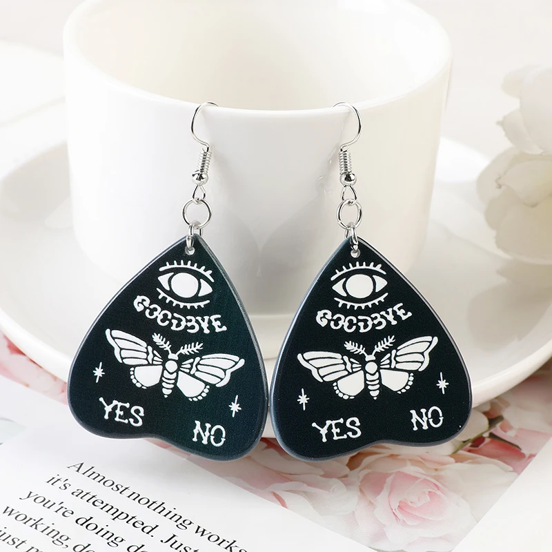 

1Pair Ouija Board Dangle Earrings Acrylic Skull Death Moth Butterfly for Women Birthday Gift