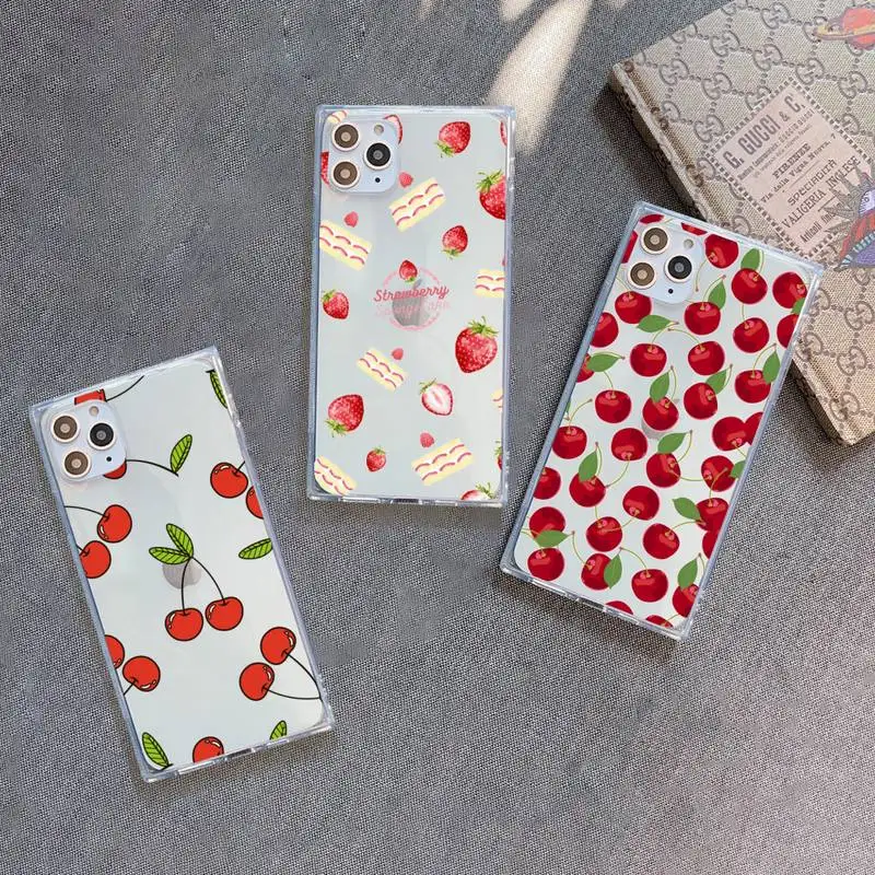 

Fruit Strawberry Cherry pattern Phone Case Transparent for iPhone 7 8 11 12 se 2020 mini pro X XS XR MAX Plus