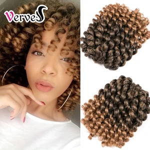 Накладные синтетические волосы VERVES Jumpy Wand, ямайские кудрявые волосы для наращивания 8 дюймов, Омбре, плетеные волосы, твист, коричневые, светлые