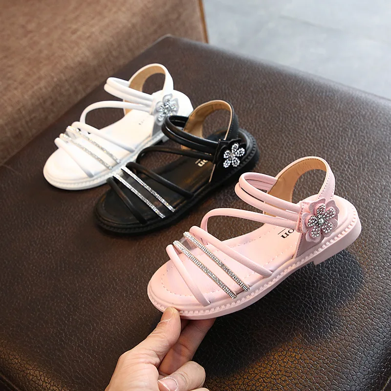 

Girls Sandals 2021 New Summer Children Princess Middle-aged Toddler Kids Soft-soled Non-slip Fashion Casual Shoes 6 7 8 9 10 11y