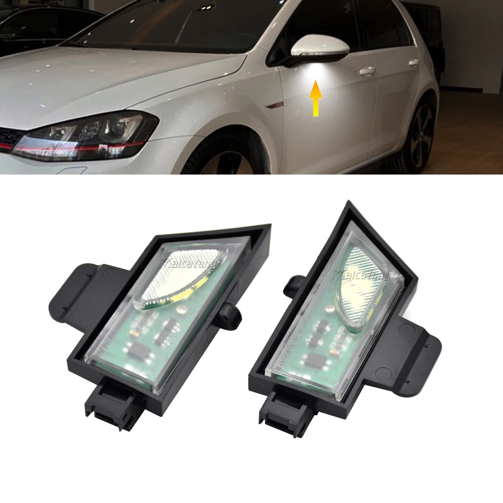 

Pair White LED Under Side Mirror Light Puddle Lamp For VW GOLF 7 Variant GTI Sportsvan Touran 2 T5 Signal Lamp
