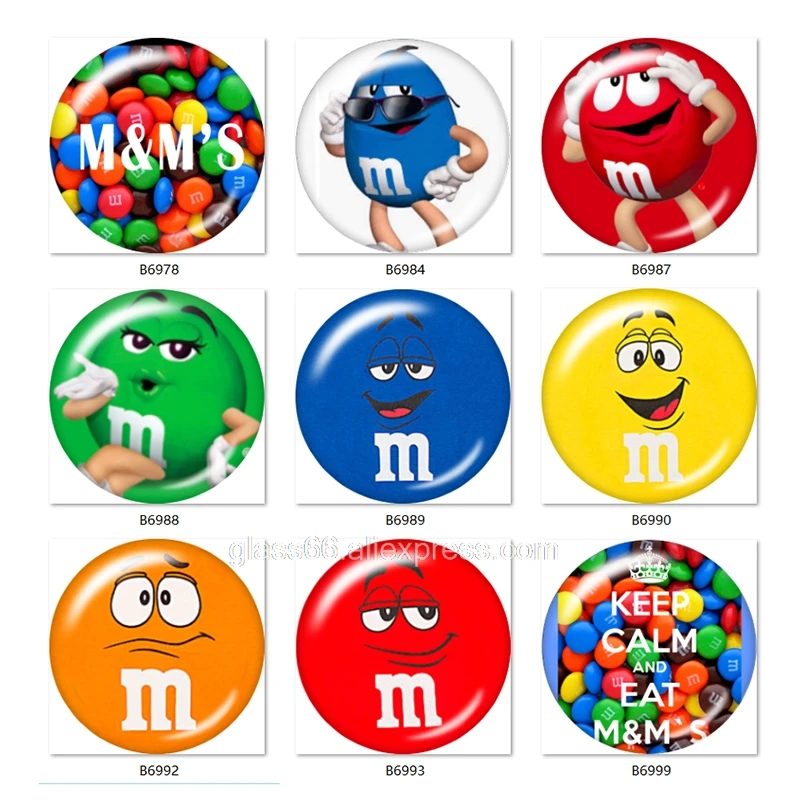 10 шт. смешанные M&M улыбающееся лицо 12 мм/18 мм/20 мм/25 мм круглые фото стекло кабошон демонстрационная плоская задняя часть делая результаты TL464 - Цвет: 10pcs Mixed Set