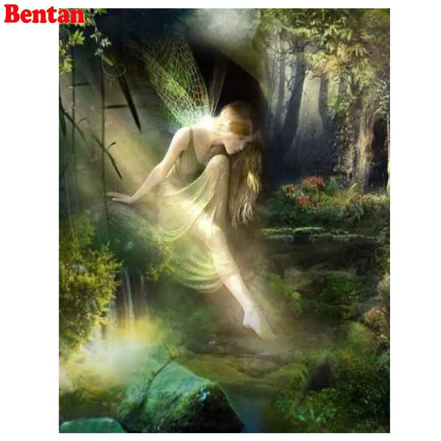 Алмазная вышивка 5D сделай сам Круглый Бриллиантовая фэнтези Лесная фея крестом