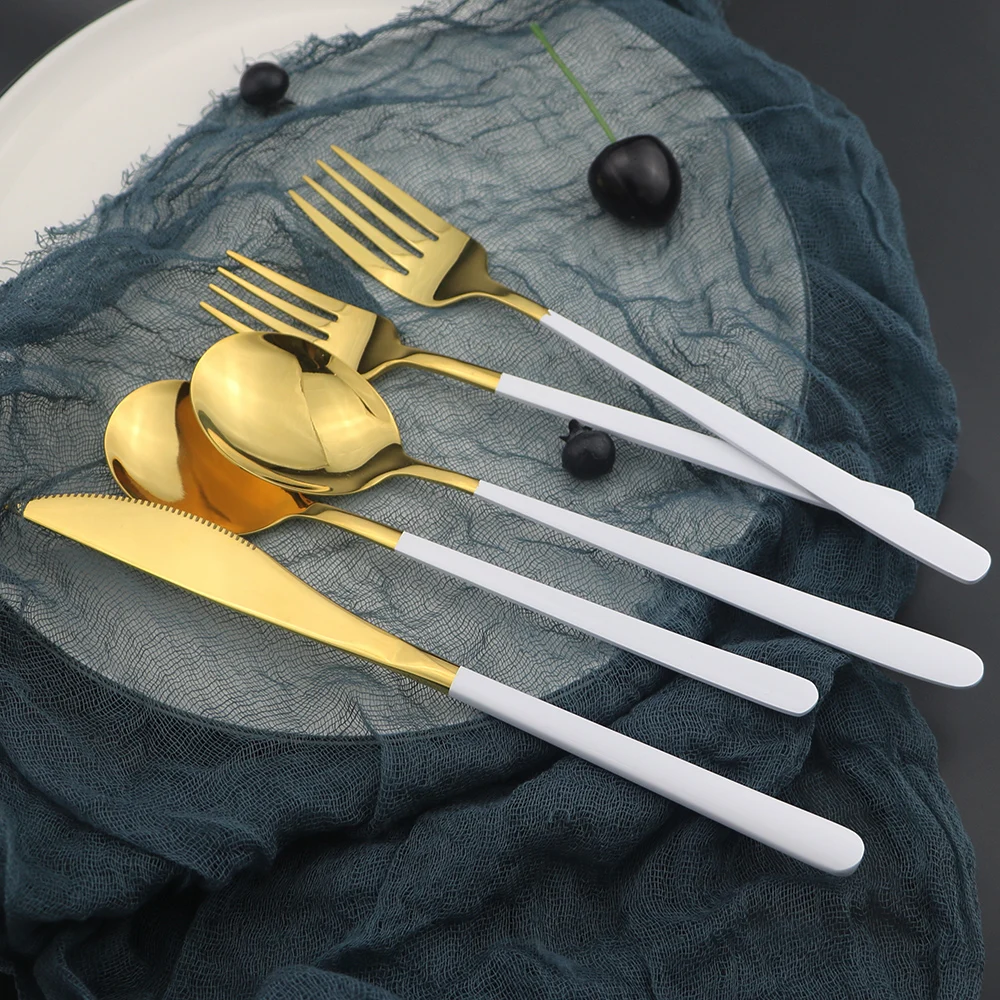 Столовый Набор для кухни из белого золота 24 шт./компл. набор посуды нержавеющей