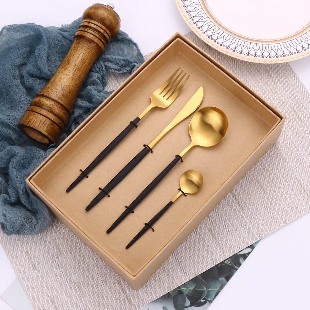 

16Pcs Dinnerware Set Stainless Steel Wedding Cutlery Set Kitchen Tableware Forks Knives Spoons Sets Safe Flatware Dropshipping