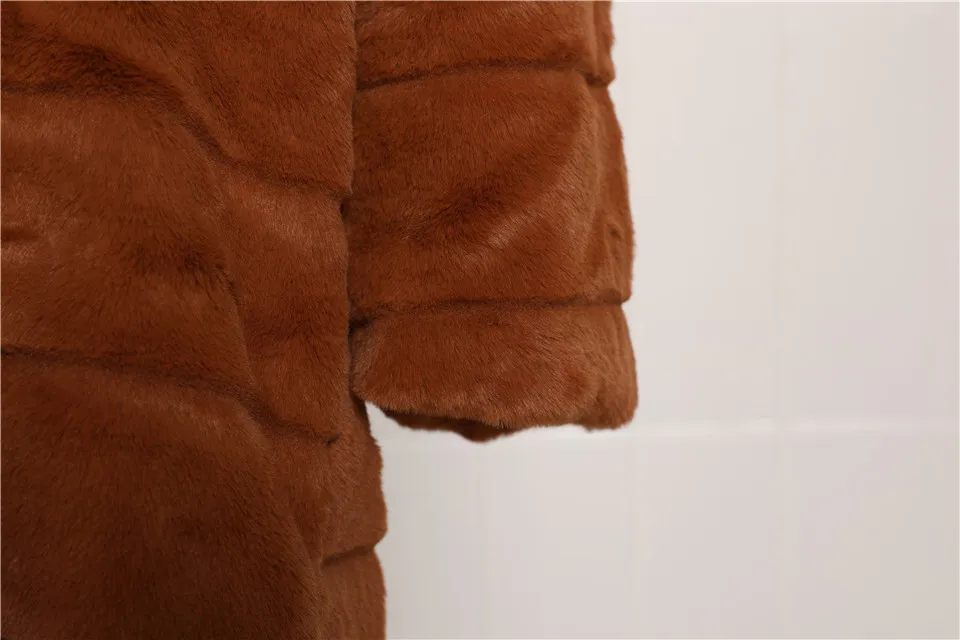 Размера плюс 4XL 5XL Европа и Америка средне-длинная куртка с секциями однотонные розовые плюшевые пальто с капюшоном из искусственного меха зимняя Для женщин теплая куртка