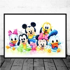 Акварель Disney Микки Маус Дональд Дак холст картины плакаты и принты мультфильм Настенная картина для детской комнаты декор