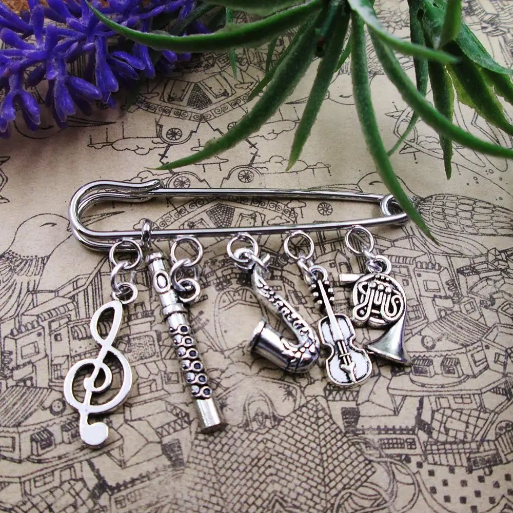 Музыкальная брошь с булавкой музыка килт музыкальный инструмент амулет подарок