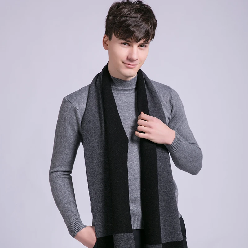 Зимний шарф из 100% овечьей шерсти для мужчин брендовые теплые шарфы в клетку 2021
