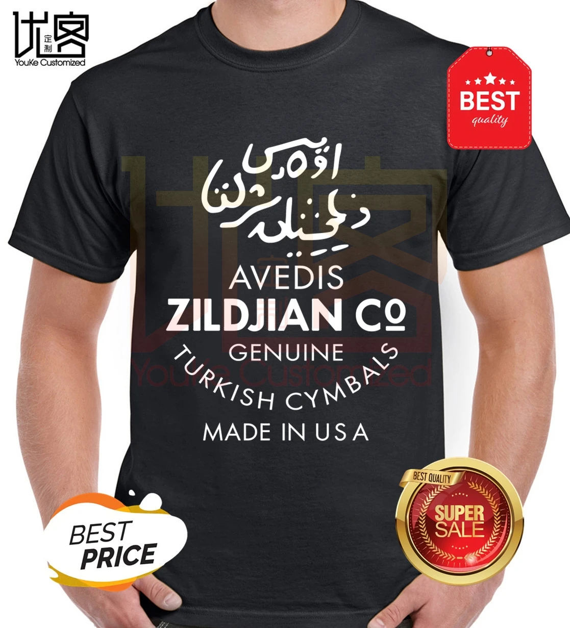 Белая футболка Zildjian с турецкими тарелками для мужчин и женщин топы из 100% хлопка