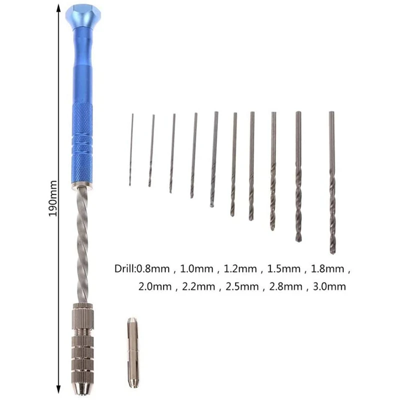 

12Pcs Pin Vise Hand Drill Bit Set, 10Pcs Mini Twist Drills with Hand Drill Rotary Tool and Bench Vice for Wood, Plastic