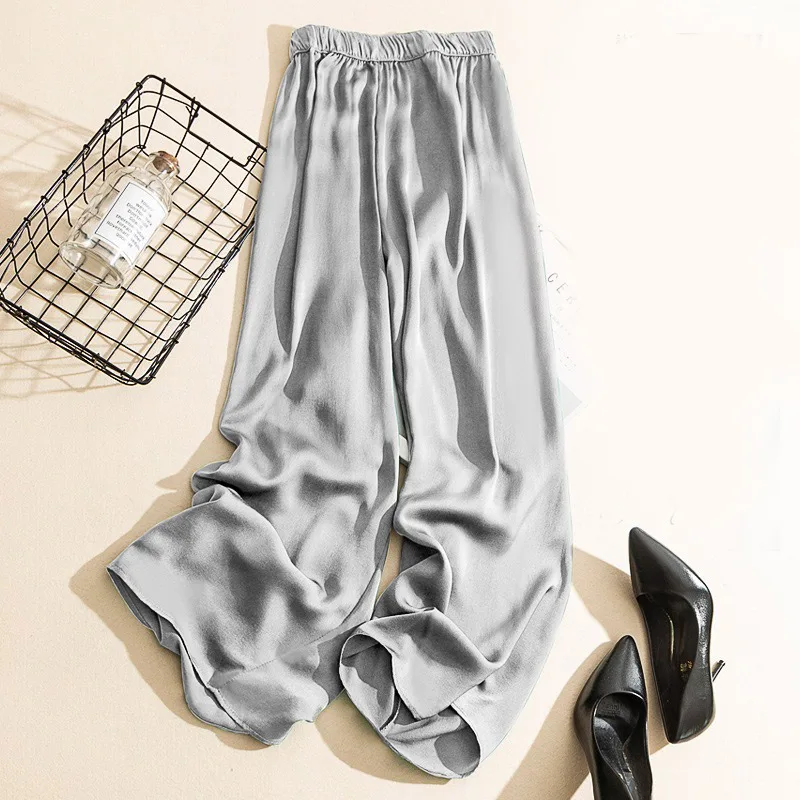 

All-Match Retro Pant Women Wide-leg Pants Female Casual Streetwear Korean Straight Polyester Summer Loose Trousers High Waist