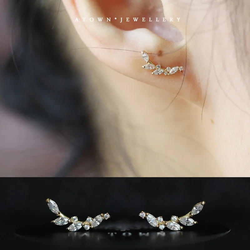 Женские серьги гвоздики из серебра 925 пробы с фианитами|silver stud earrings|sterling silver