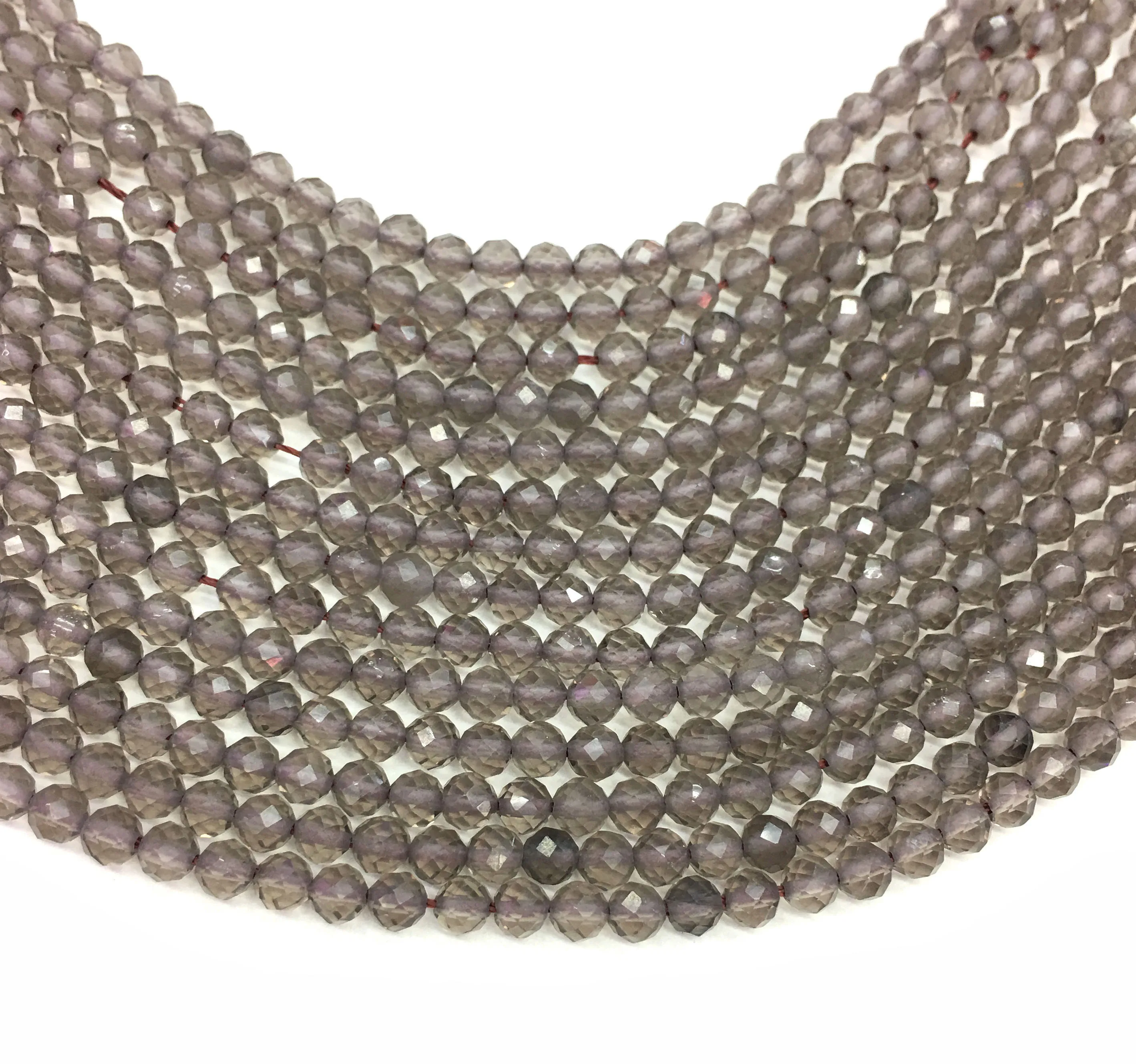 3mm Factory Price Natural Small Faceted Beads Gemstone Spacer Smoky Quartz Round for Jewelry Making DIY Bracelet Necklace | Украшения и