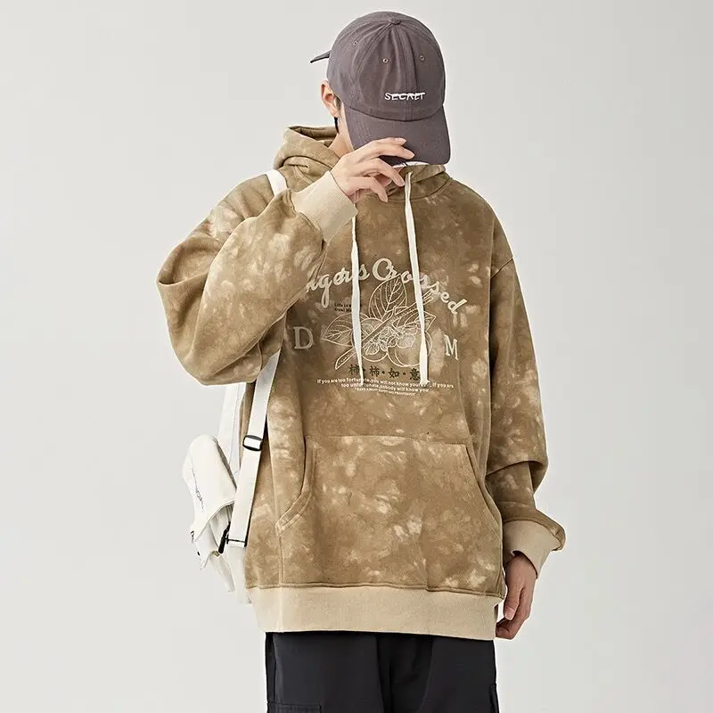 Уличная флисовая толстовка Tie Dye флисовый пуловер худи в стиле хип-хоп с принтом