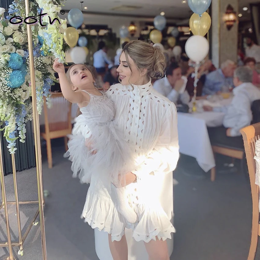 OOTN Белое Женское модное платье рубашка с длинным рукавом повседневное