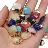 natural stone pendant charms square shape agates pendant for women diy jewelry necklace best birthday gift size 15x20mm