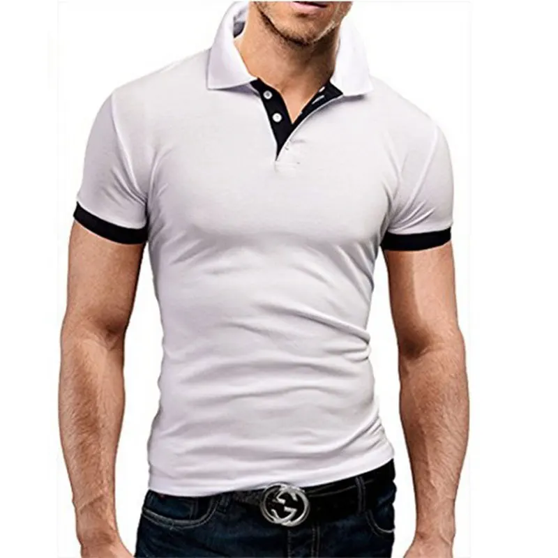 

Men's stand-up collar short-sleeved polo shirt business casual solid color polo shirt logo