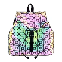 fashion geometric rhombus purple luminous bag backpack outdoor sports bag