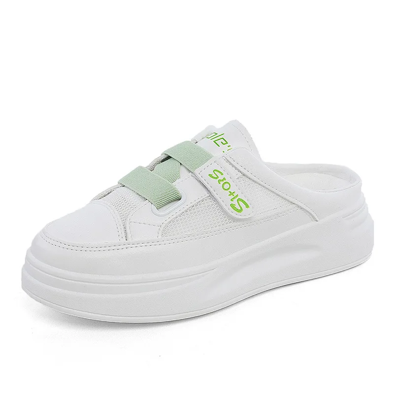 Casual White Women's Shoes 2021 New Summer Thick-soled Outer Wear Without Heel Heightening Fashion Sandals And Half Slippers