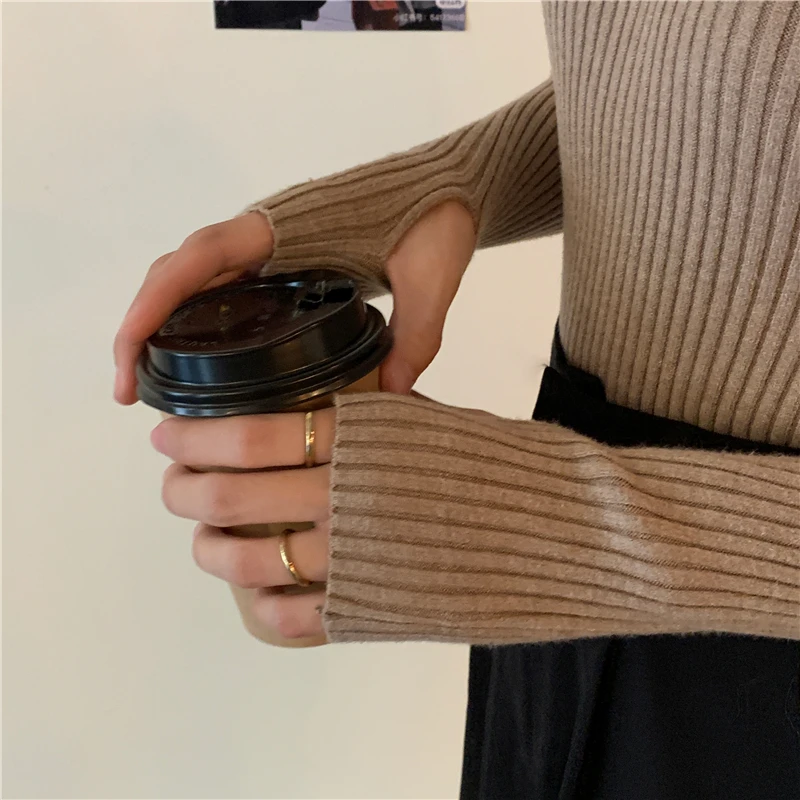 

Knitted Sweater Turtleneck Thickened Long Sleeve Pullovers Sweater bottom Women Sweater Spring 2021 New Women Clothes 124C