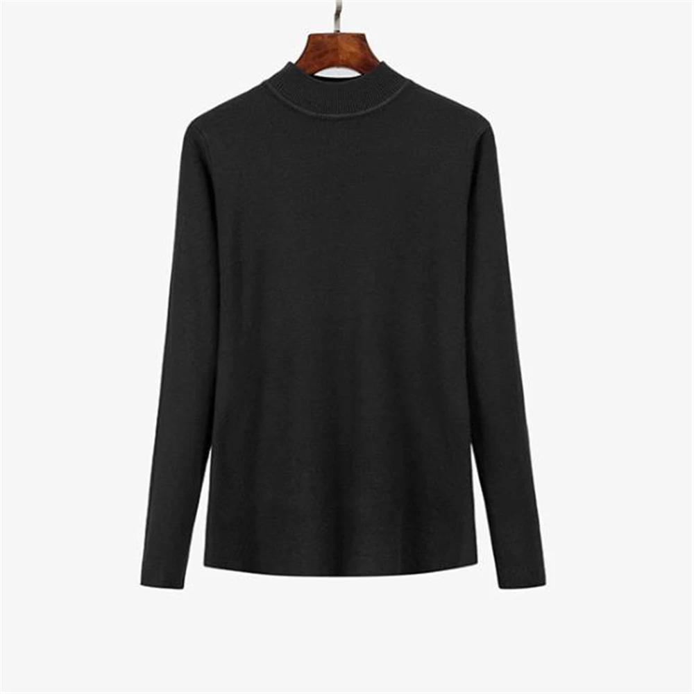

Woman Spring Plus Size Solid Full Turtleneck Pullovers Sweaters Female Autumn Winter Oversized Stretch Hedging Sweater