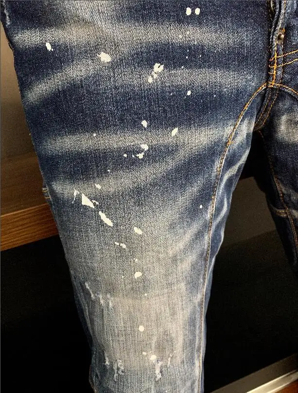 Men designer jeans for men Authentic classic dsquared2 Biker Hole Jeans  Men Pants  Embroidered Trousers A378