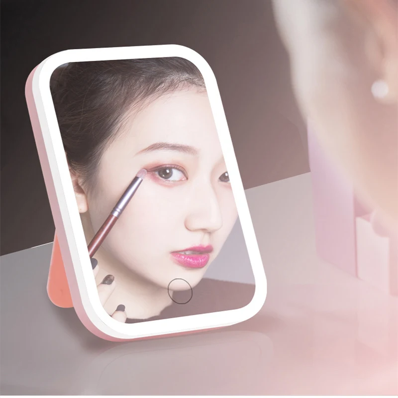 

8.5 Inch Makeup Mirror with LED Light USB 5 V Vanity Light Touch Control HD Eye Protection USB Charging Folding Mirror Lamp