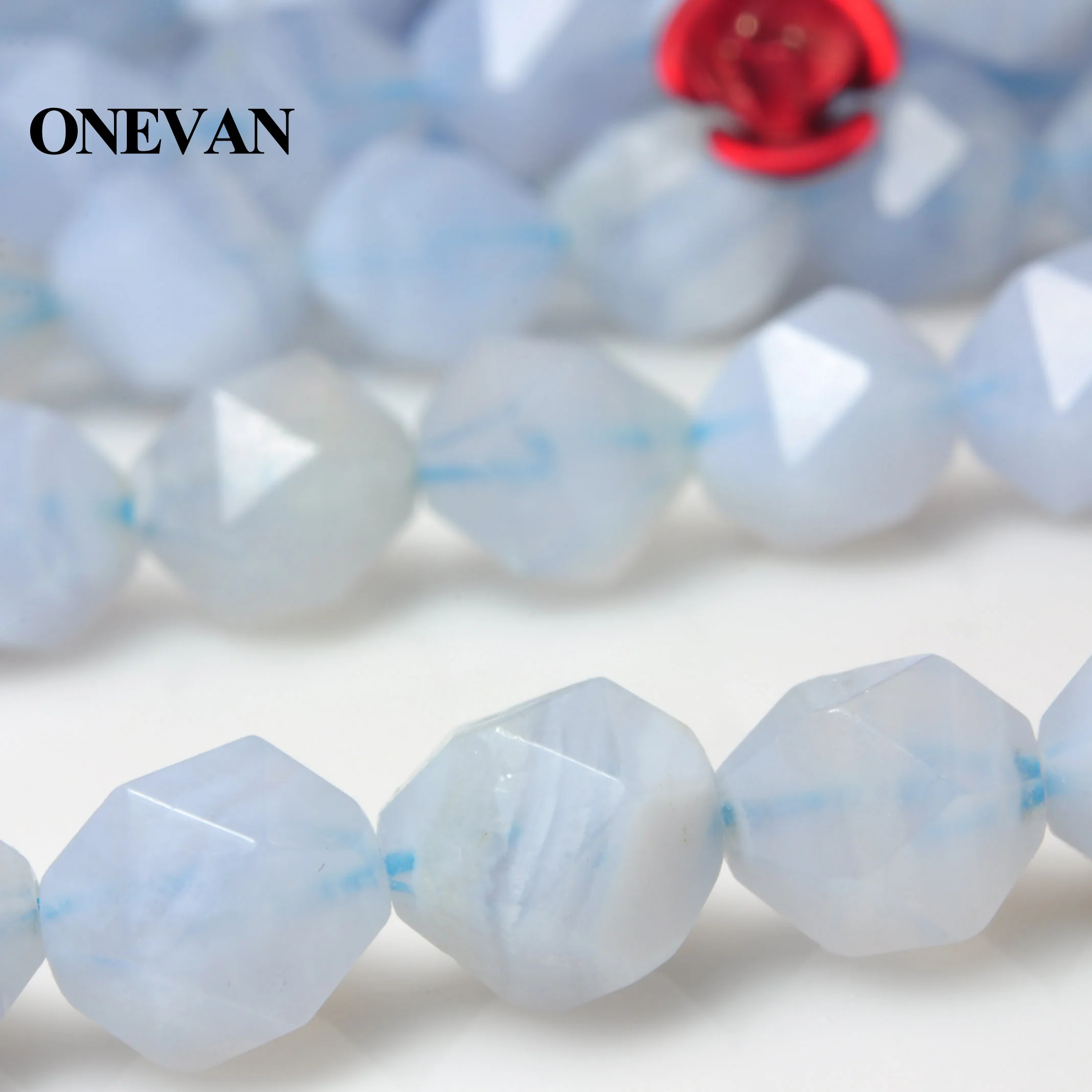

ONEVAN Natural Purple Blue Agate Diamond Faceted Beads 8mm 10mm Stone Bracelet Necklace Jewelry Making Diy Accessories Design