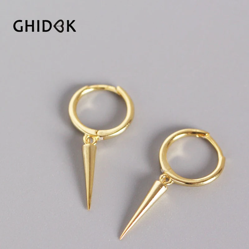 GHIDBK панк 925 пробы серебро крошечные шипованные серьги в виде колец готическом