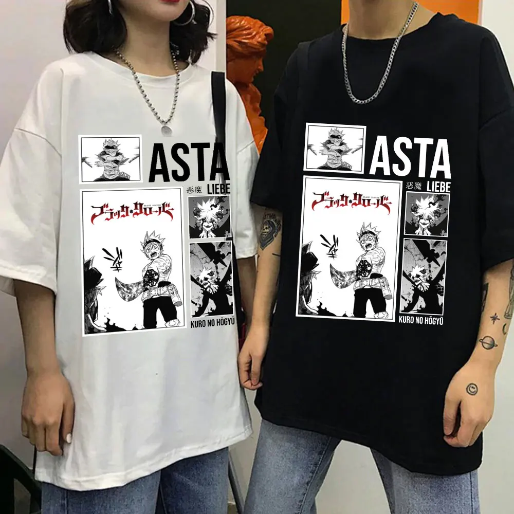 

Classic Black Clover T Shirts Men Cotton Japan Manga Anime T-shirt Asta Tees Short Sleeved Casual Fan Tshirt Gift Merch
