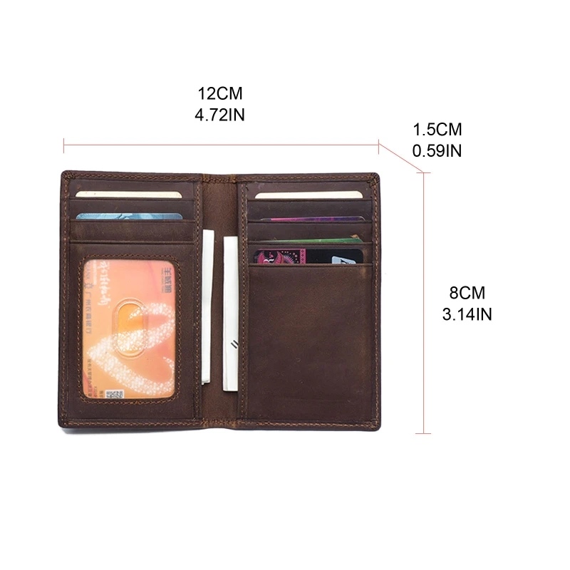 

Vintage Handmade Long Men Wallets Large Bifold with RFID Blocking ID Window X7YA