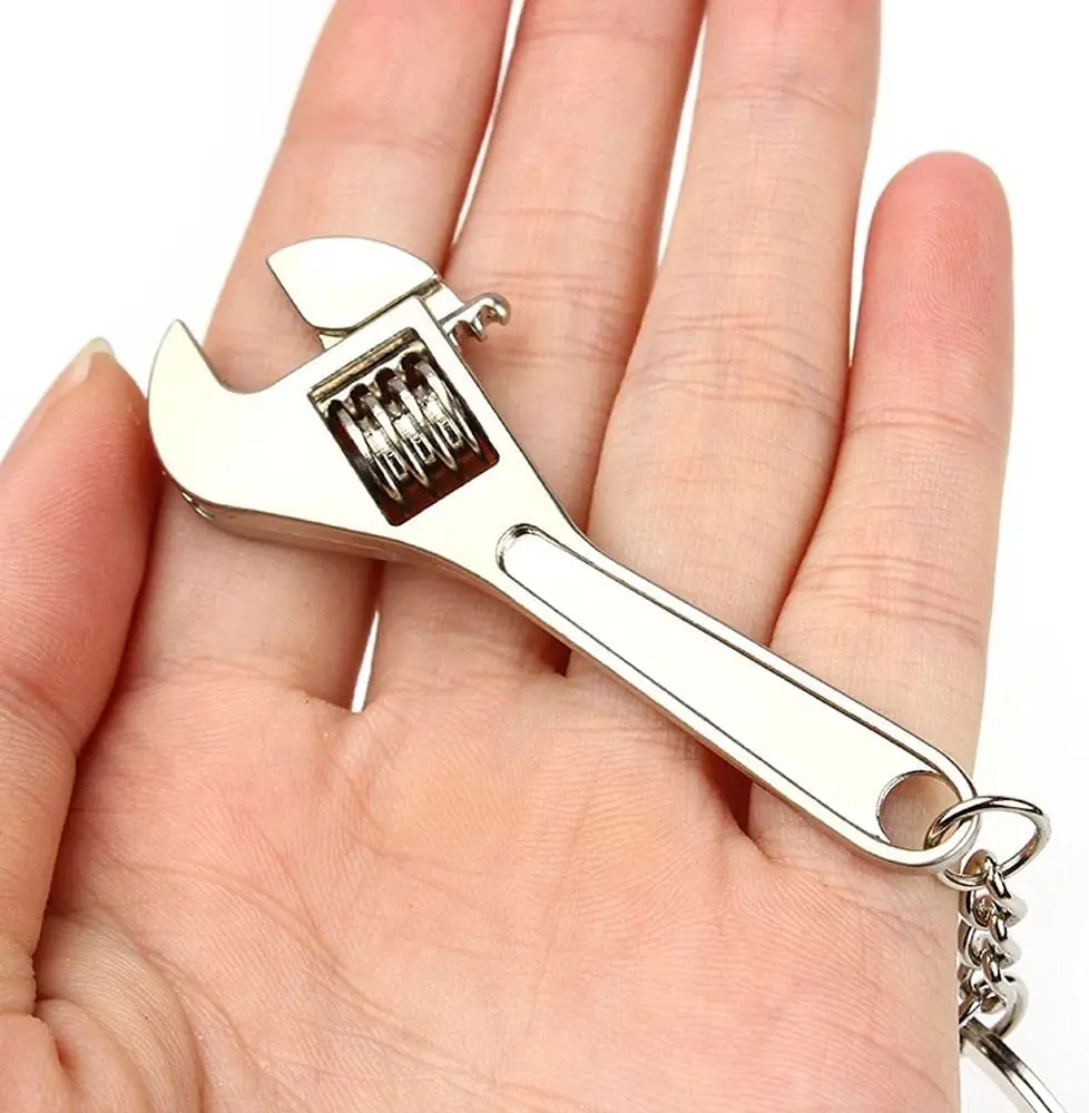 Creative Keychain Mini Adjustable Wrench Key Chain Realistic Machine Tools Model Spanner...