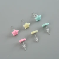 1pair cute colorful resin small heart and star stud earrings for kids girls teens jewelry