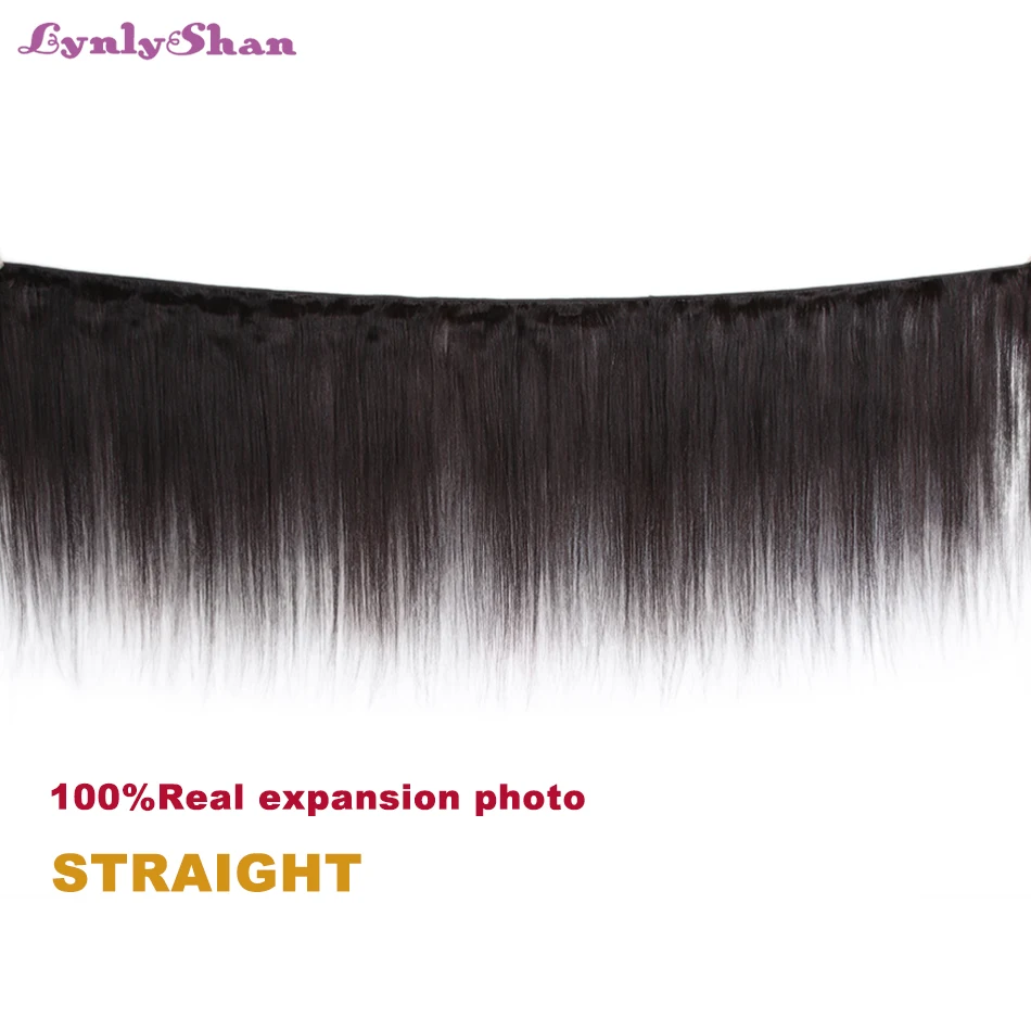 Lynlyshan человеческие волосы бразильские прямые пучки с закрытием Remy натуральный