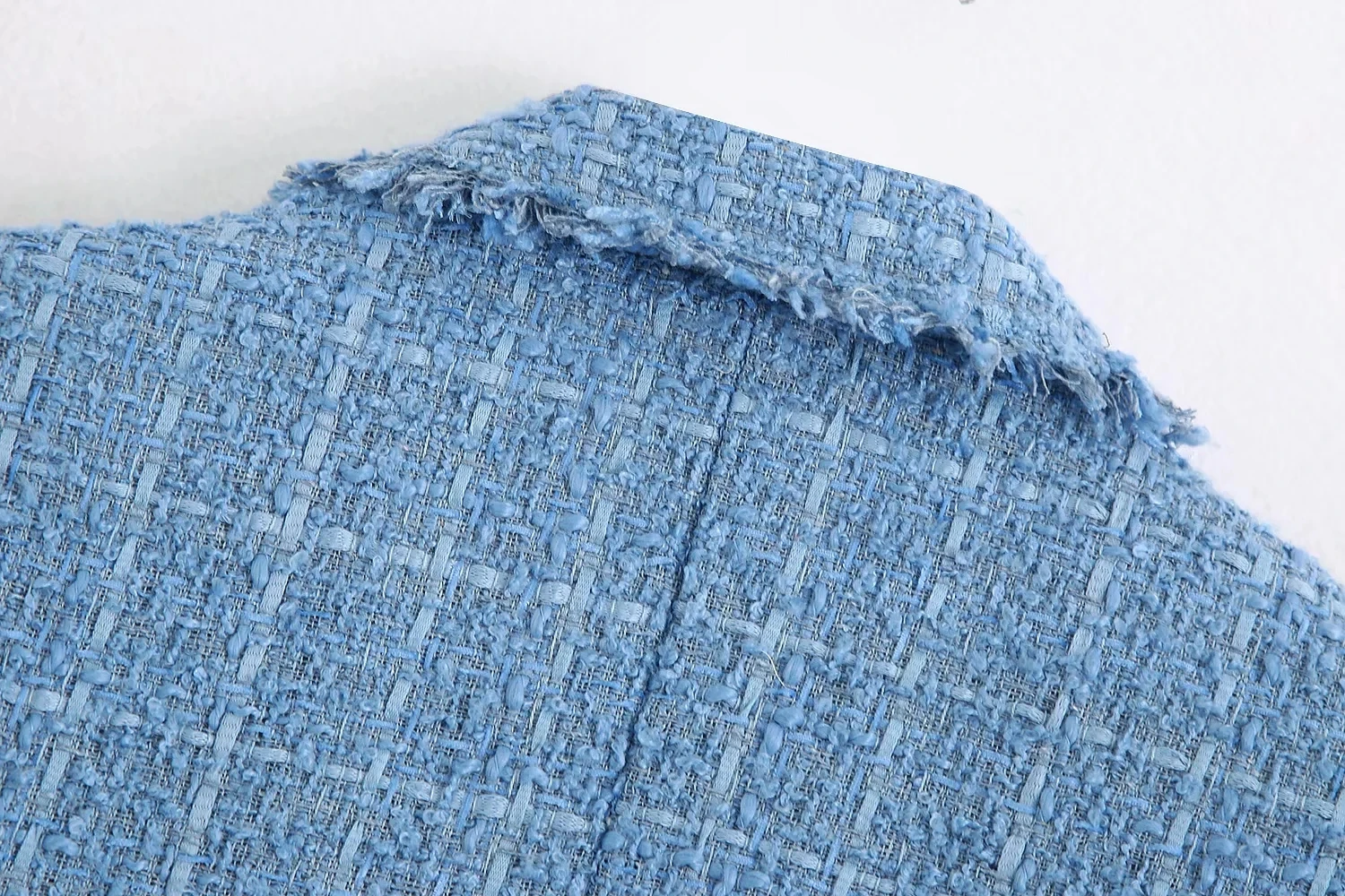 

ZA 2021 women elegant blue tweed blazers women vintage loose blazer jackets casual office worrk suits korean blazer