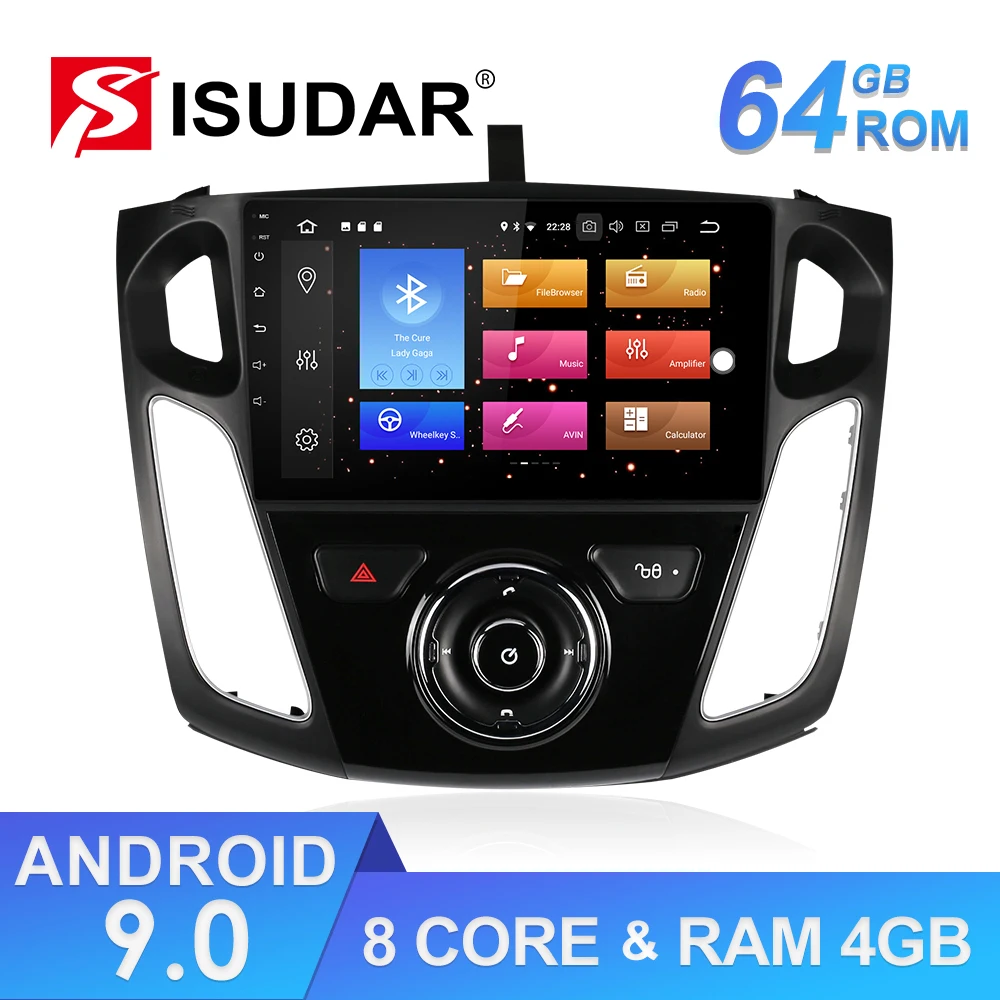Isudar 1 Din Авто Радио Android 9 для Ford/Focus 3 2012 2014 Автомобильный мультимедийный стерео