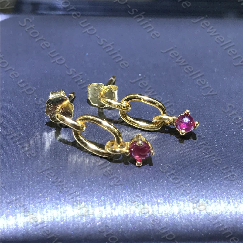 Новый с натуральным Рубином серьги 925 Серебряные женские отличаются