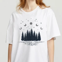 graphic tees tops mountain and forest silhouette tshirts women funny t shirt white tops casual short camisetas mujer_t shirt
