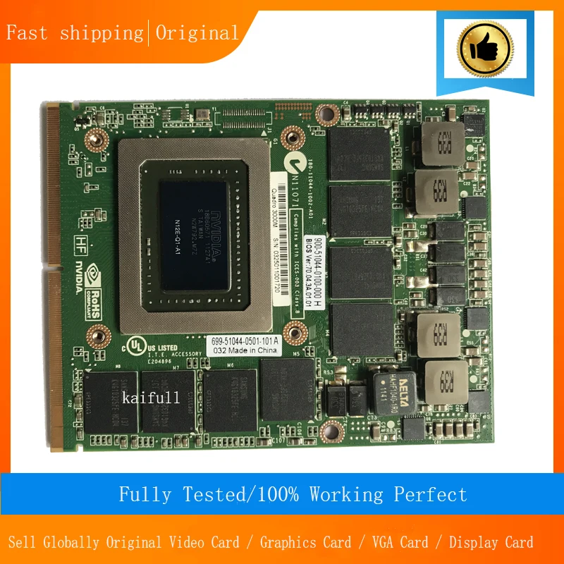 Лидер продаж! Видеокарта Quadro 3000M Q3000M N12E Q1 A1 VGA видеокарта 2 ГБ для Dell Precision M6600 M6700 M6800