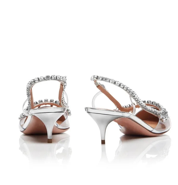 Блестящие свадебные туфли-лодочки с ремешком из ПВХ и стразами туфли на каблуке