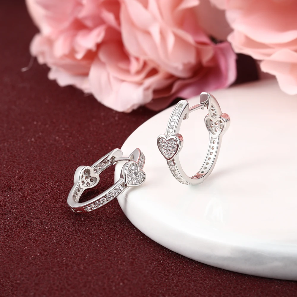JewelOra, однотонные 925 пробы, серебряные серьги-гвоздики для женщин, серебро 925, ювелирное изделие для женщин, кубический цирконий, серьги в форме сердца и листьев для девочек