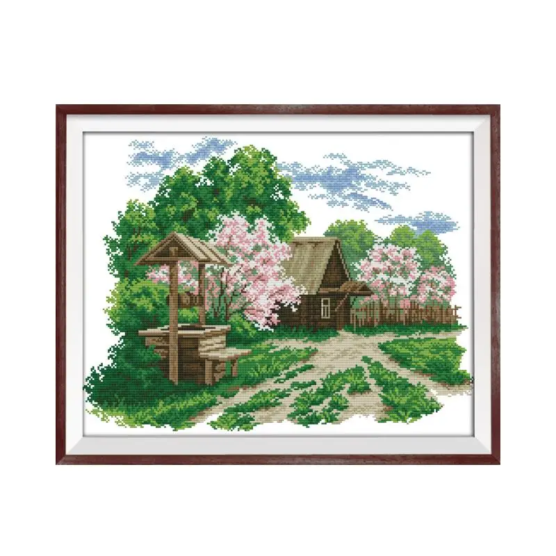 DIY Do point Da Cruz Paisagem пасторальный европейский коттедж хорошие наборы для вышивки Jardim