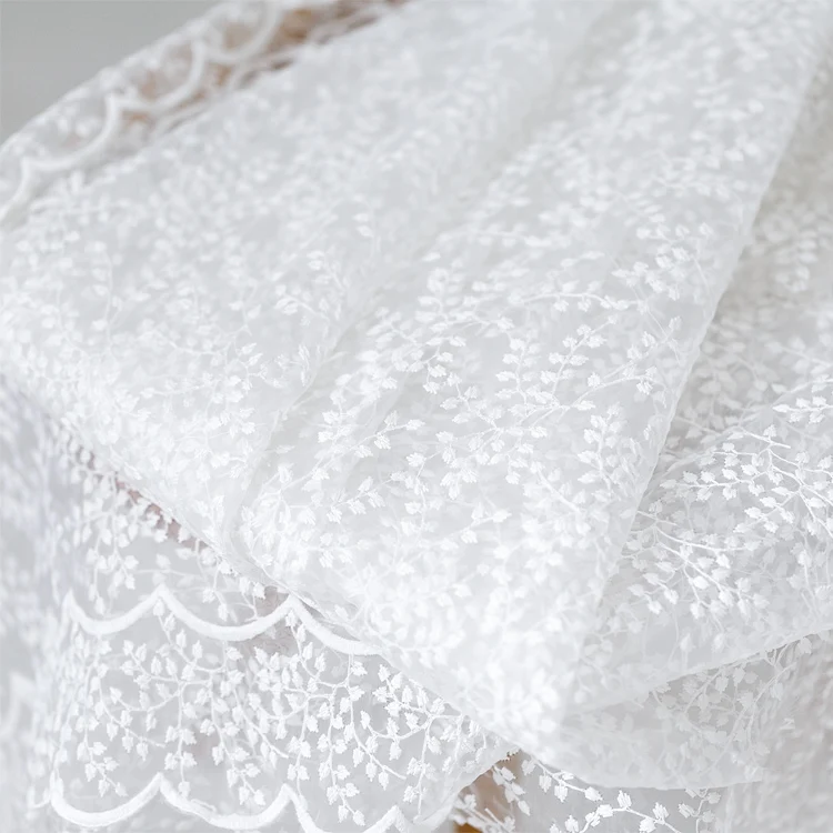 

1 meter soft mesh fabric organza small floral wedding embroidered lace fabric diy craft fashion skirt dress Bridal Fabric