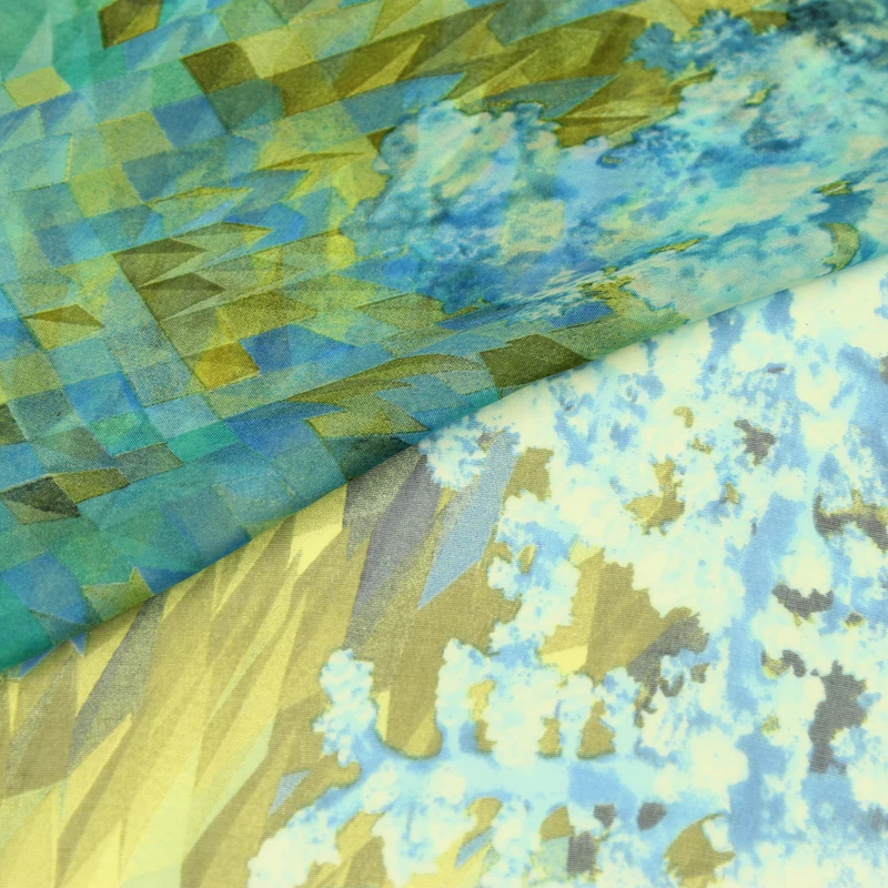 Перо и абстрактный принт 100% шелк шифон ткань чистый SCF114 | Дом сад