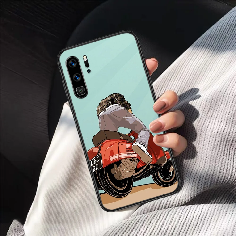 

Scooter Vespa Phone Case For HUAWEI P 9 10 20 30 40 Lite Pro smart Z 2019 Nova 5T 6 7 i black Etui 3D Prime Fashion Shell