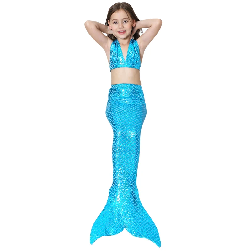 High Waist V Neckline Children Mermaid Swimsuit Kids Swimwear Girls Bikini Set Swimming Costume Cosplay Bathing Suit | Женская одежда